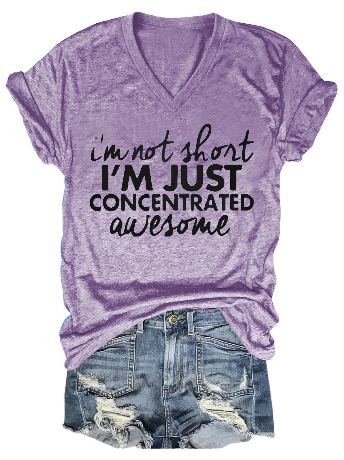 I'm Not Short I 'm Just Concentrated Awesome Women's V-Neck T-Shirt - Outlets Forever