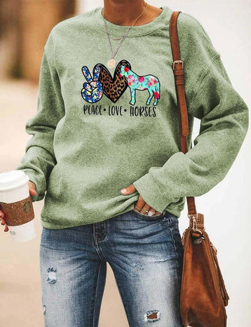 Women's Peace Love Horses Sweatshirt