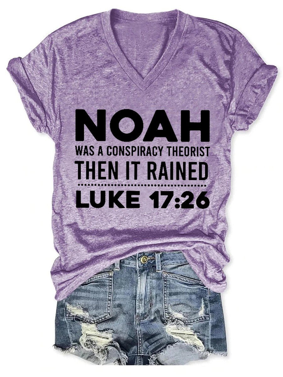 Women's Noah Was A Conspiracy Theorist V-neck T-shirt - Outlets Forever