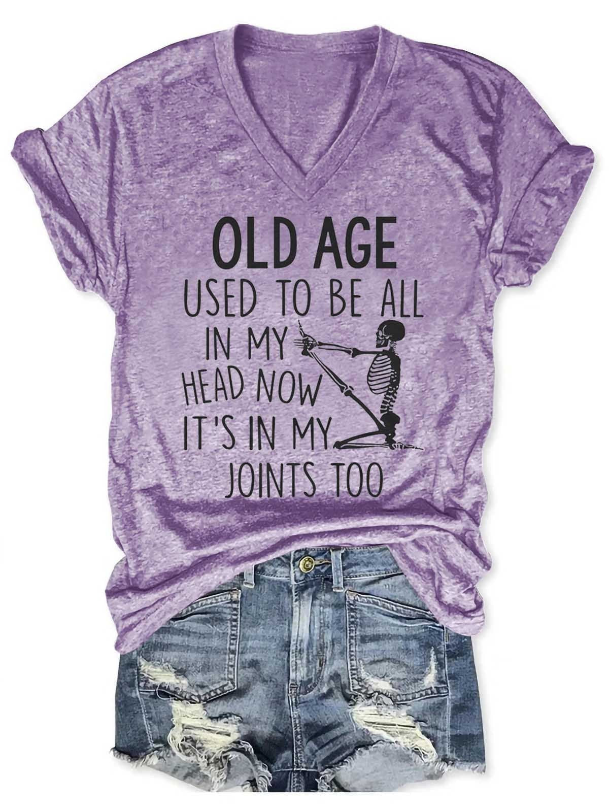 Women's Old Age Used To Be All In My Head V-Neck T-Shirt - Outlets Forever