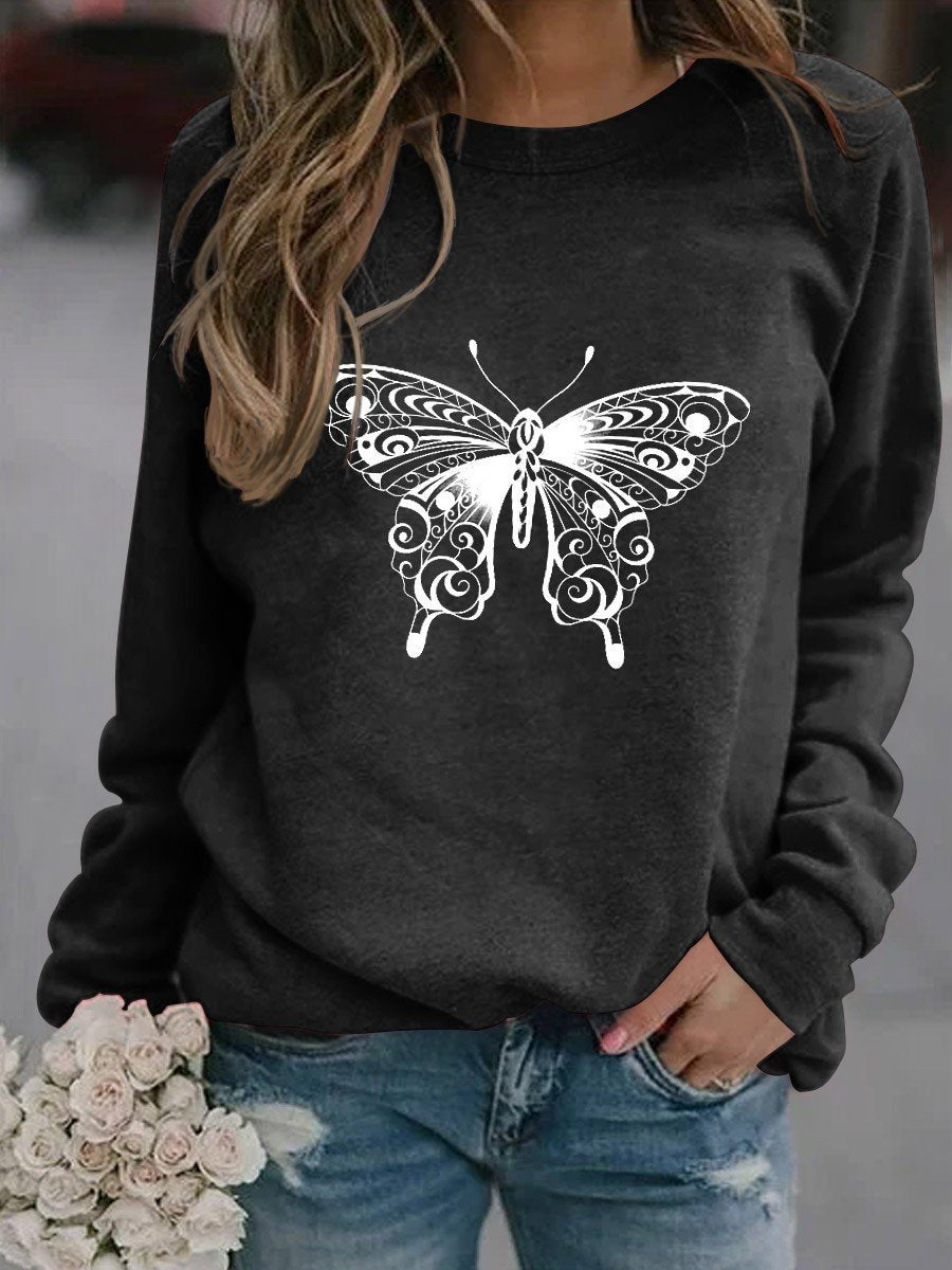 Women's Butterfly Design Sweatshirt - Outlets Forever