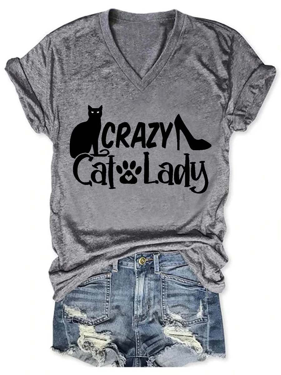 Crazy Cat Lady Women's V-Neck T-Shirt - Outlets Forever