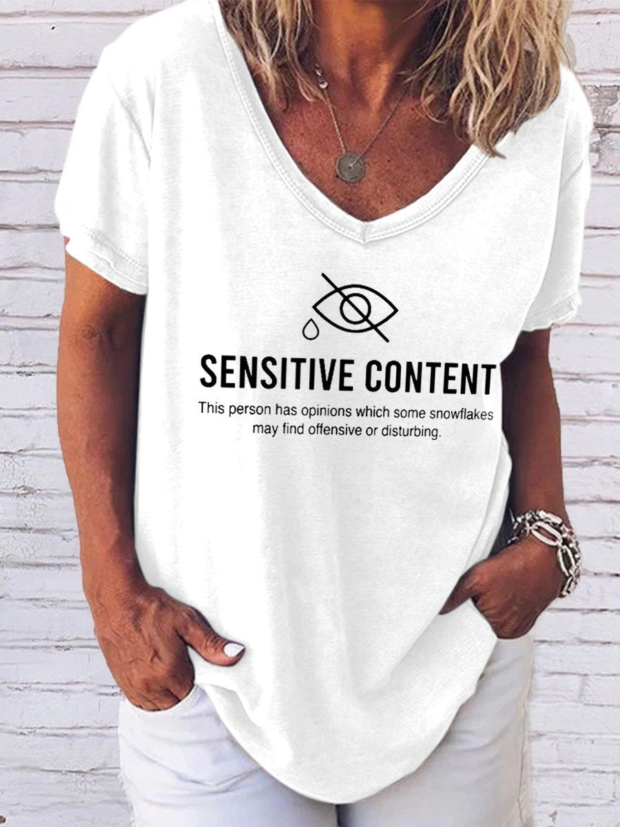 Women Sensitive Content V-neck T-shirt - Outlets Forever