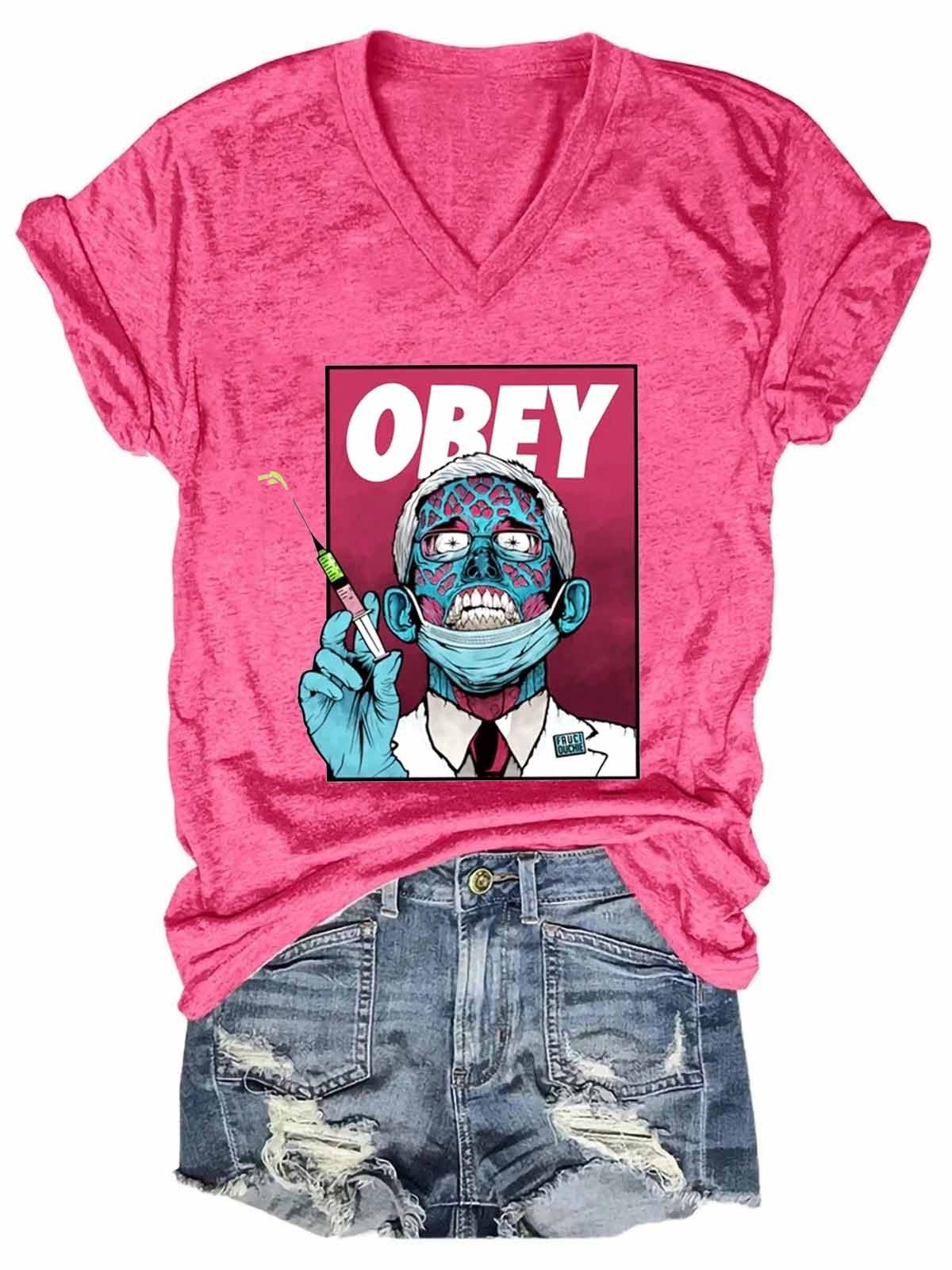 Women's Funny The Fauch Zombie Dr Fauci Science Anti Mandate V-Neck T-Shirt - Outlets Forever