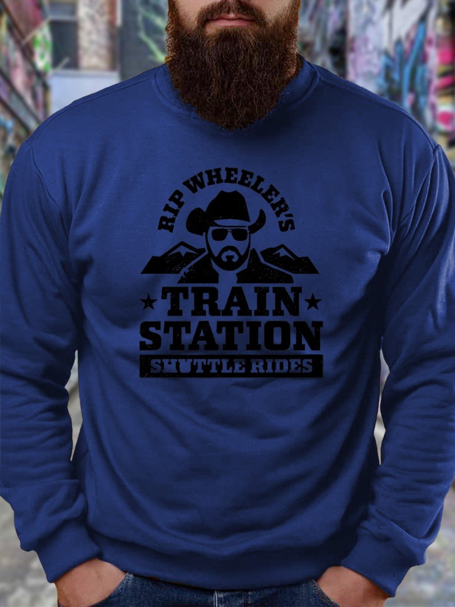 Men Rip Wheeler's Train Station Shuttle Rides Sweatshirt - Outlets Forever