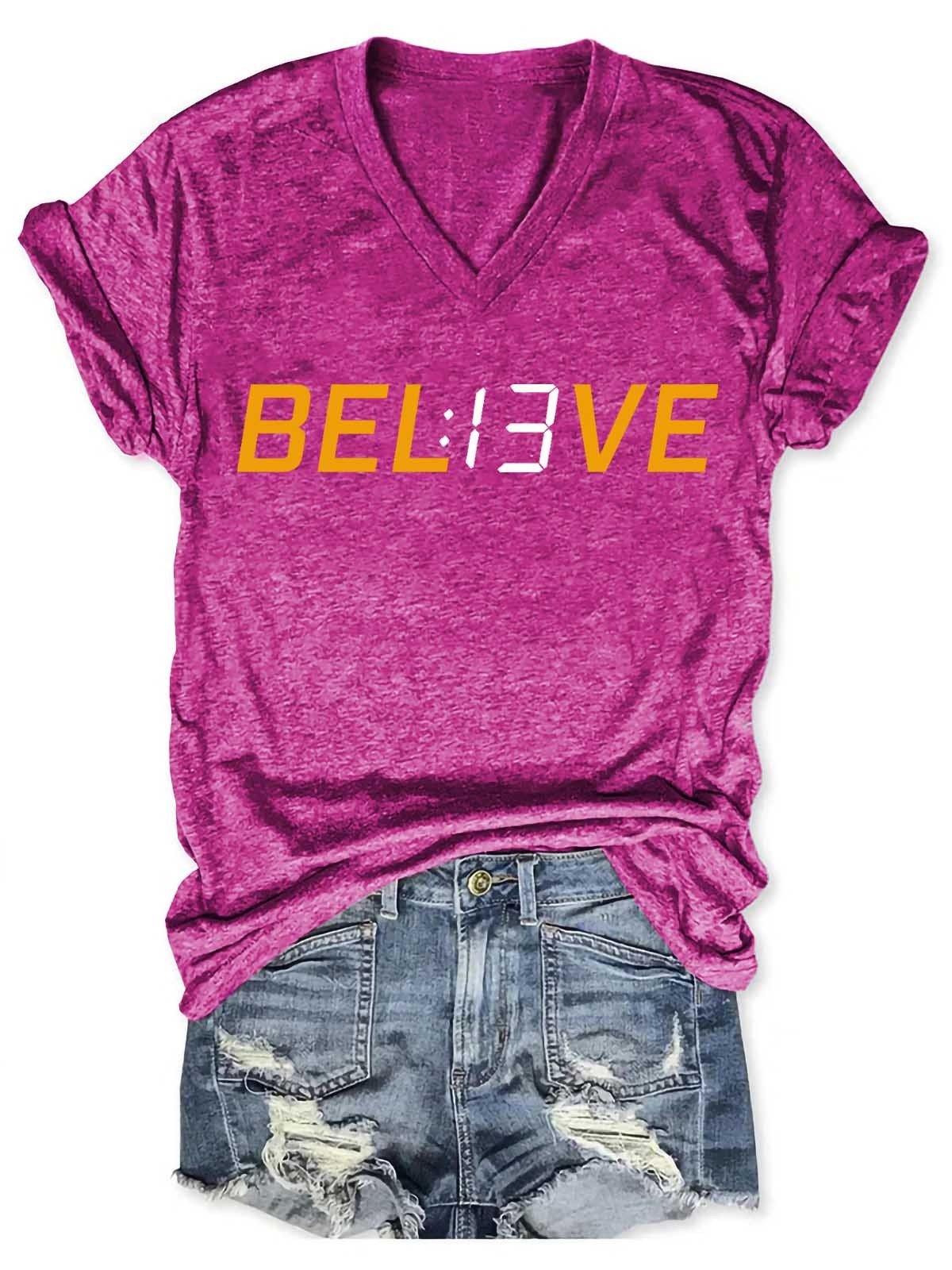 Women's Believe 13 Seconds V-Neck T-Shirt - Outlets Forever