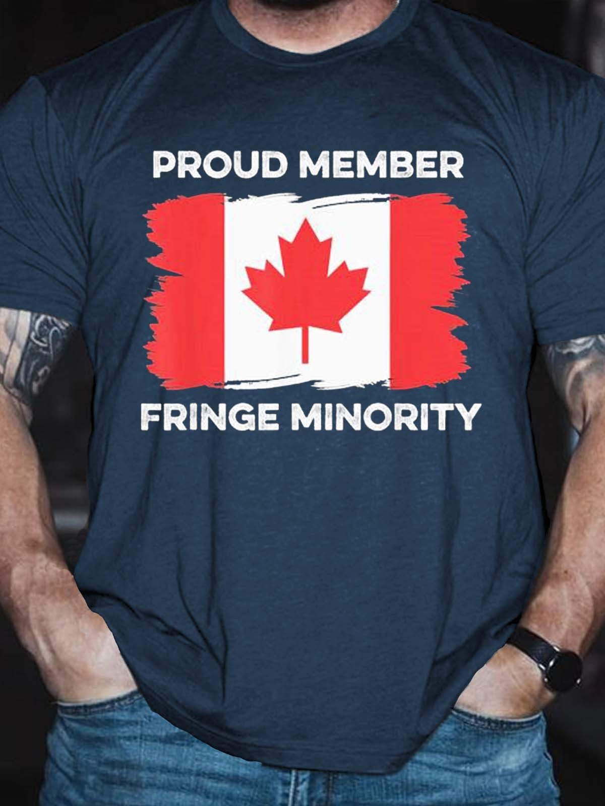 Men's Proud Member Fringe Minority Canadian Truckers Canada Truck T-Shirt - Outlets Forever