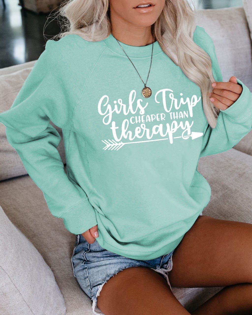 Women Girls Trip Therapy Sweatshirt - Outlets Forever