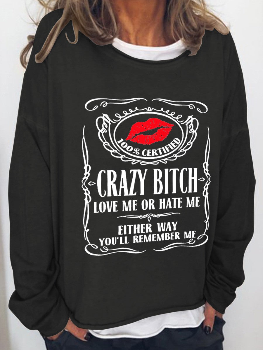 Women Love Me Or Hate Me Lips Long Sleeve Top - Outlets Forever