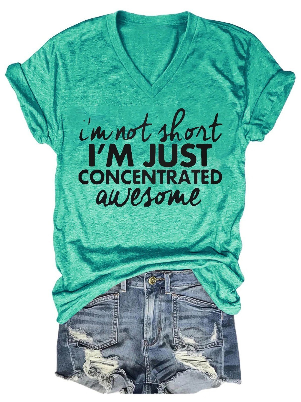 I'm Not Short I 'm Just Concentrated Awesome Women's V-Neck T-Shirt - Outlets Forever