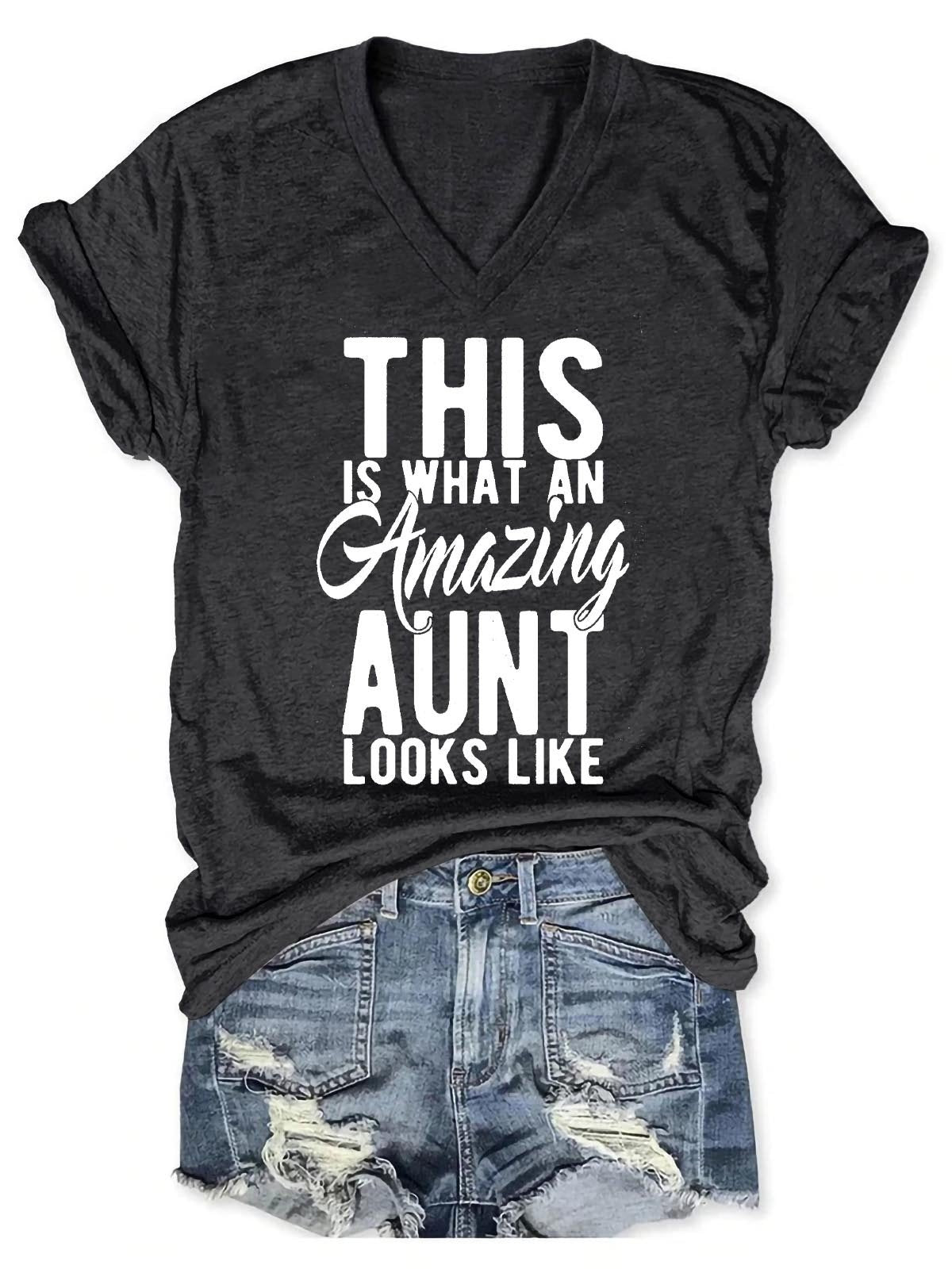 Women This is What An Amazing Aunt Looks Like V-Neck Tee - Outlets Forever