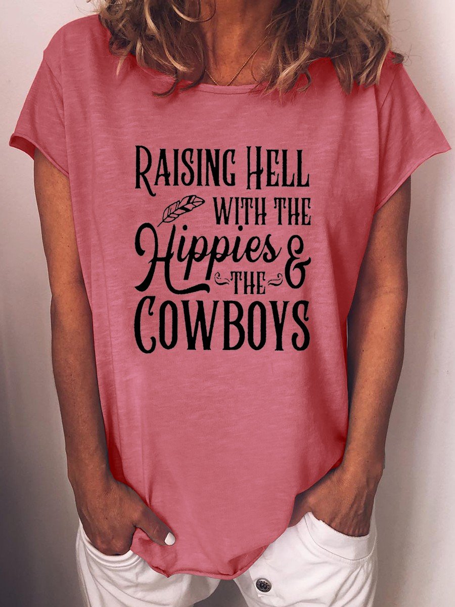 Women Raising Hell with The Hippies and the Cowboys Tee - Outlets Forever