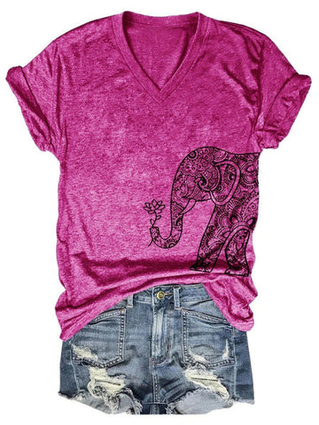 Elephant Floral Print Women's T-shirts