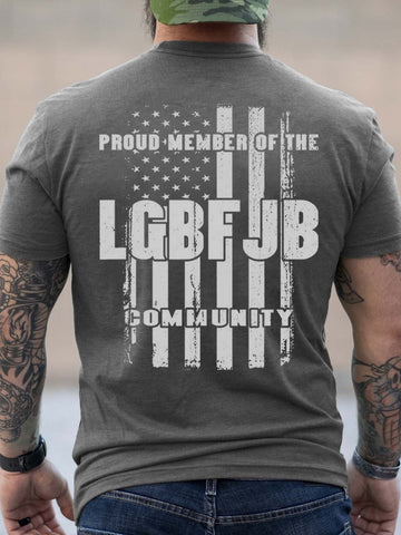 Men's Us Flag Proud Member Of LGBFJB Community T-Shirt