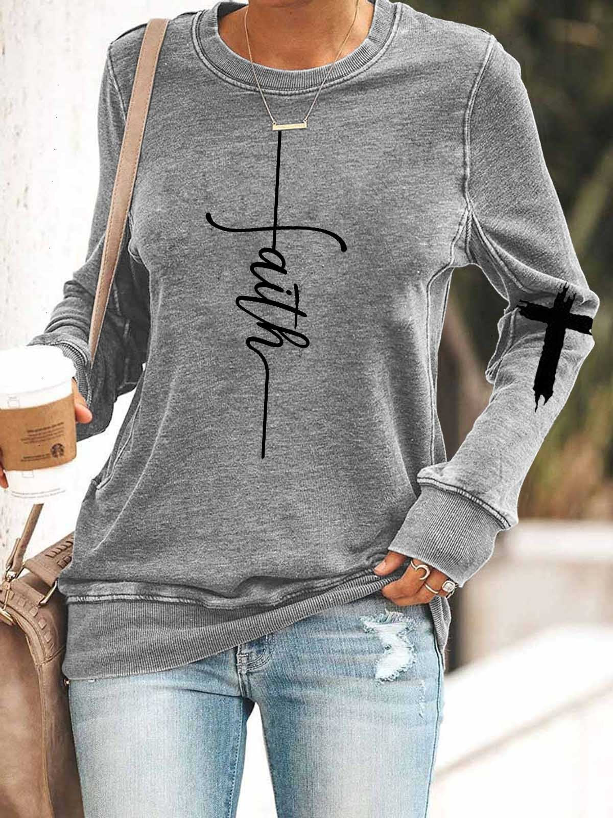 Women Faith Long Sleeve Top - Outlets Forever