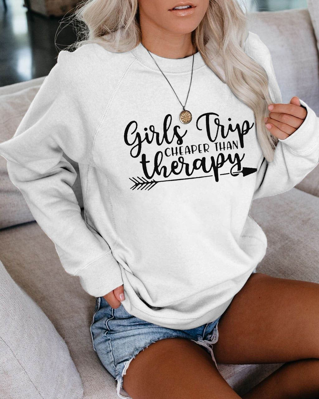Women Girls Trip Therapy Sweatshirt - Outlets Forever