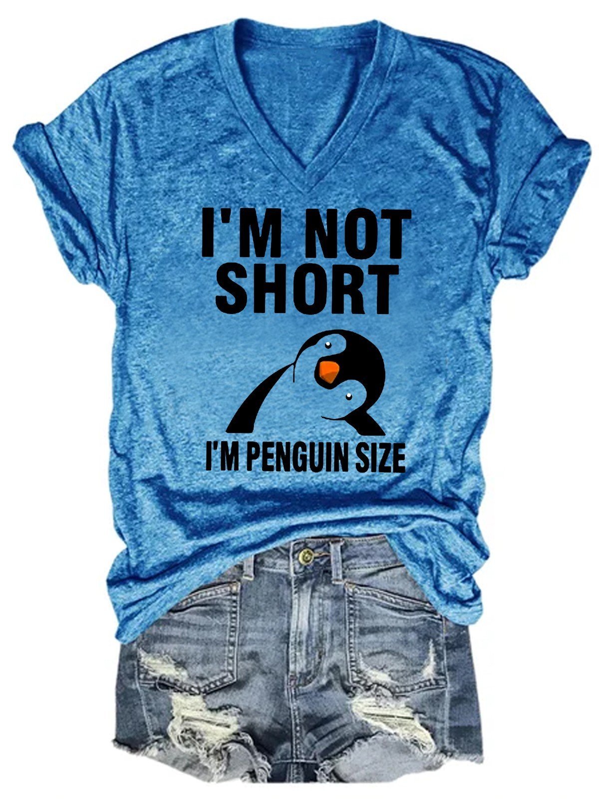 Women I'm Not Short I'm Penguin Size Funny T-Shirt - Outlets Forever