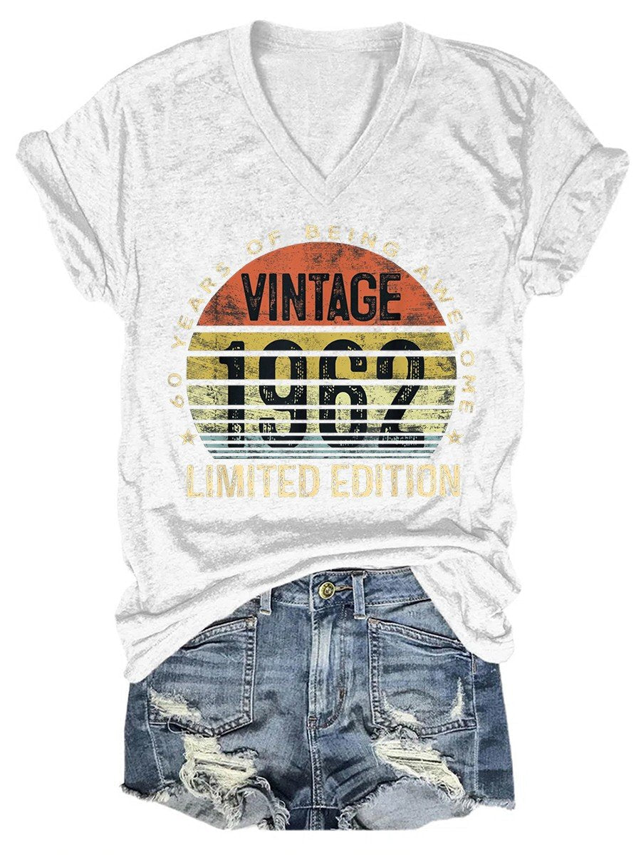 Women's 60 Year Old Gifts Vintage 1962 Limited Edition 60th Birthday T-shirt - Outlets Forever