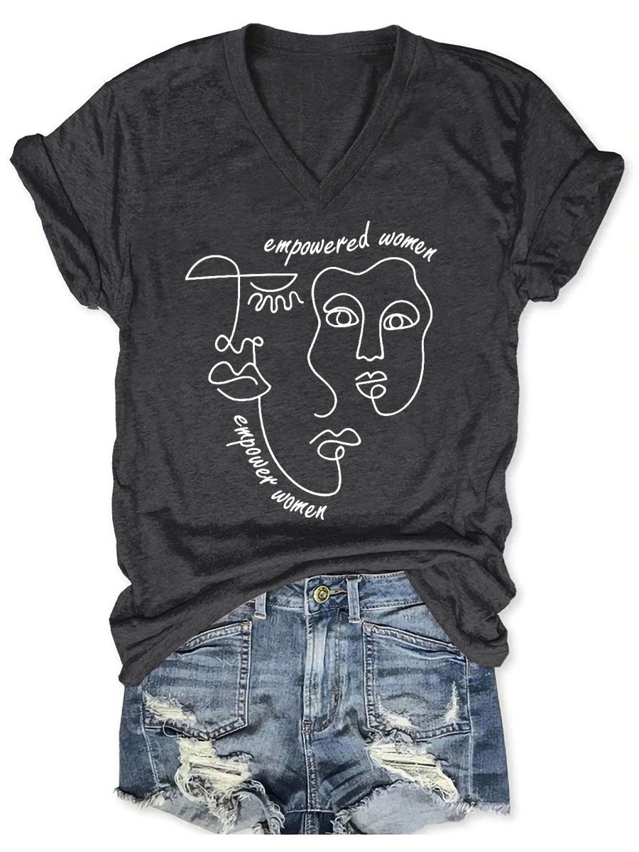 Women Empowered Woman V-Neck Tee - Outlets Forever