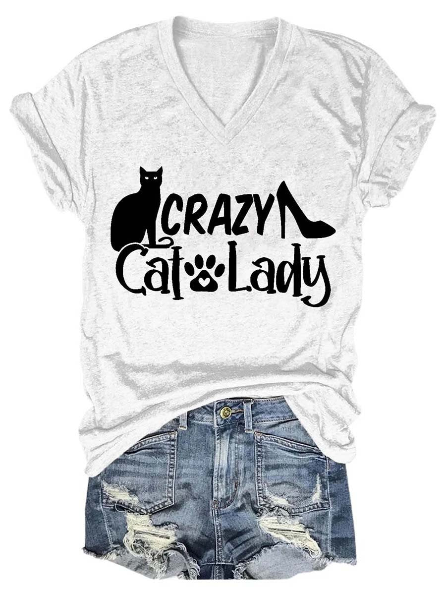 Crazy Cat Lady Women's V-Neck T-Shirt - Outlets Forever