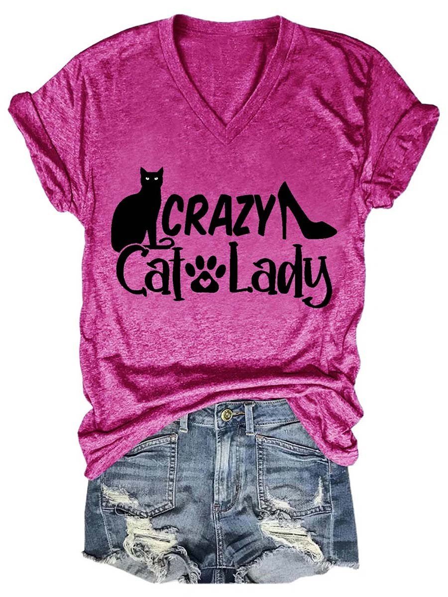 Crazy Cat Lady Women's V-Neck T-Shirt - Outlets Forever