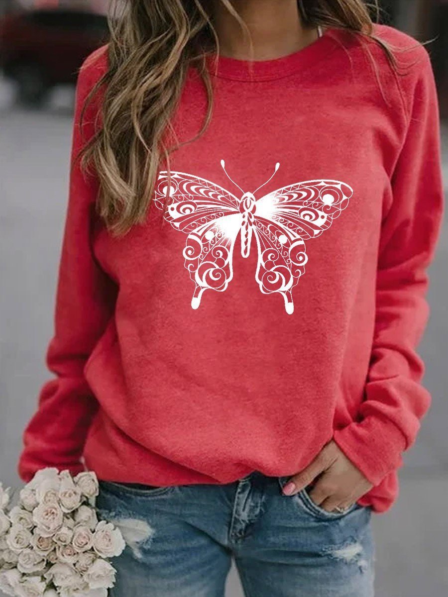 Women's Butterfly Design Sweatshirt - Outlets Forever