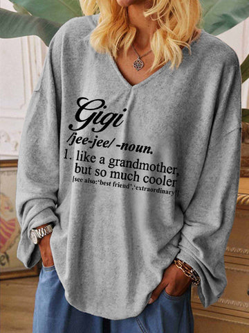 Women Funny Gigi Like A Grandmother But So Much Cooler V-neck Long Sleeve Top