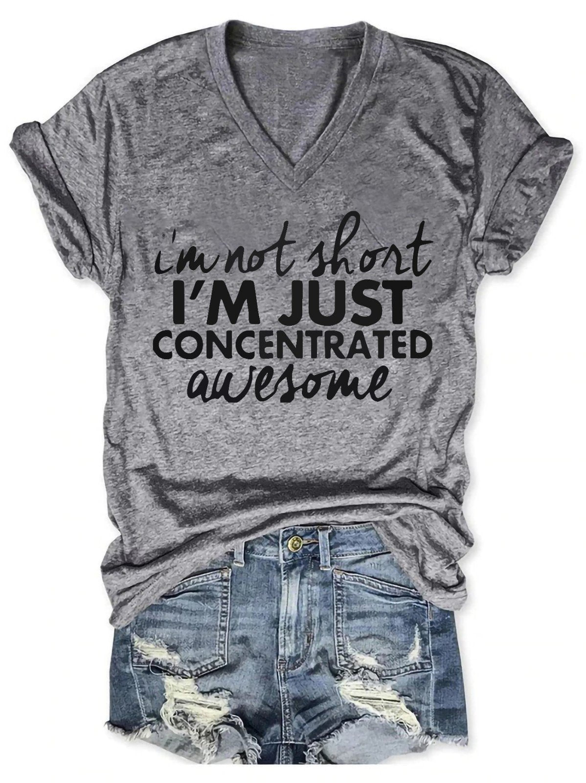 I'm Not Short I 'm Just Concentrated Awesome Women's V-Neck T-Shirt - Outlets Forever