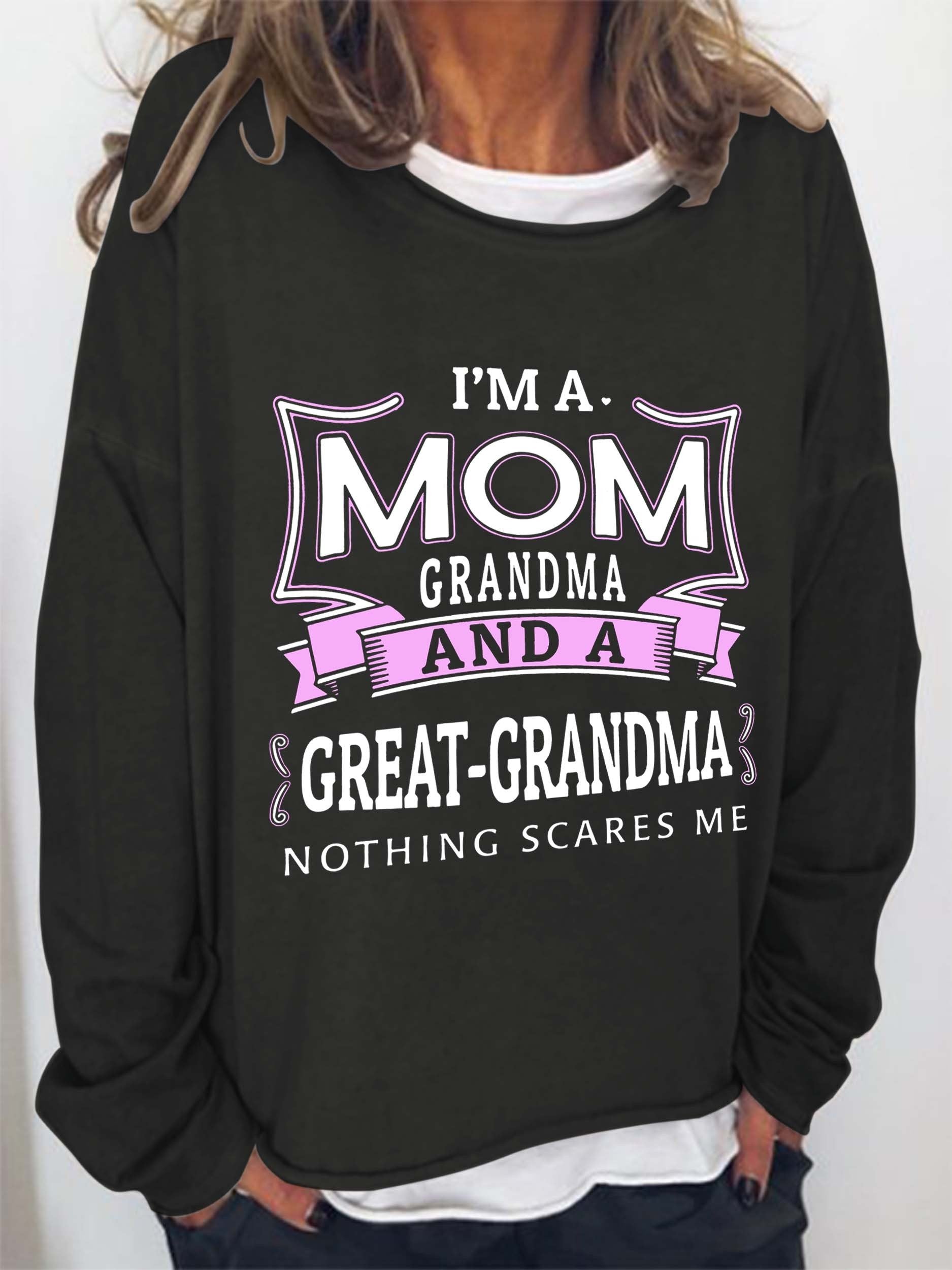 Women's  I'm Mom Grandma And A Great-Grandma Long Sleeve Top - Outlets Forever