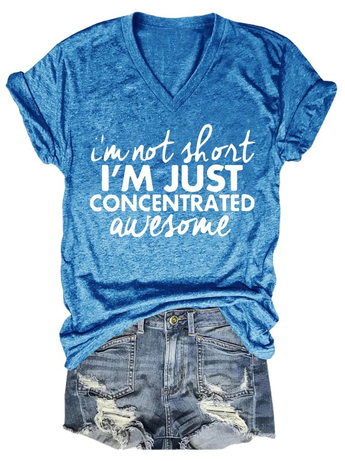 I'm Not Short I 'm Just Concentrated Awesome Women's V-Neck T-Shirt - Outlets Forever