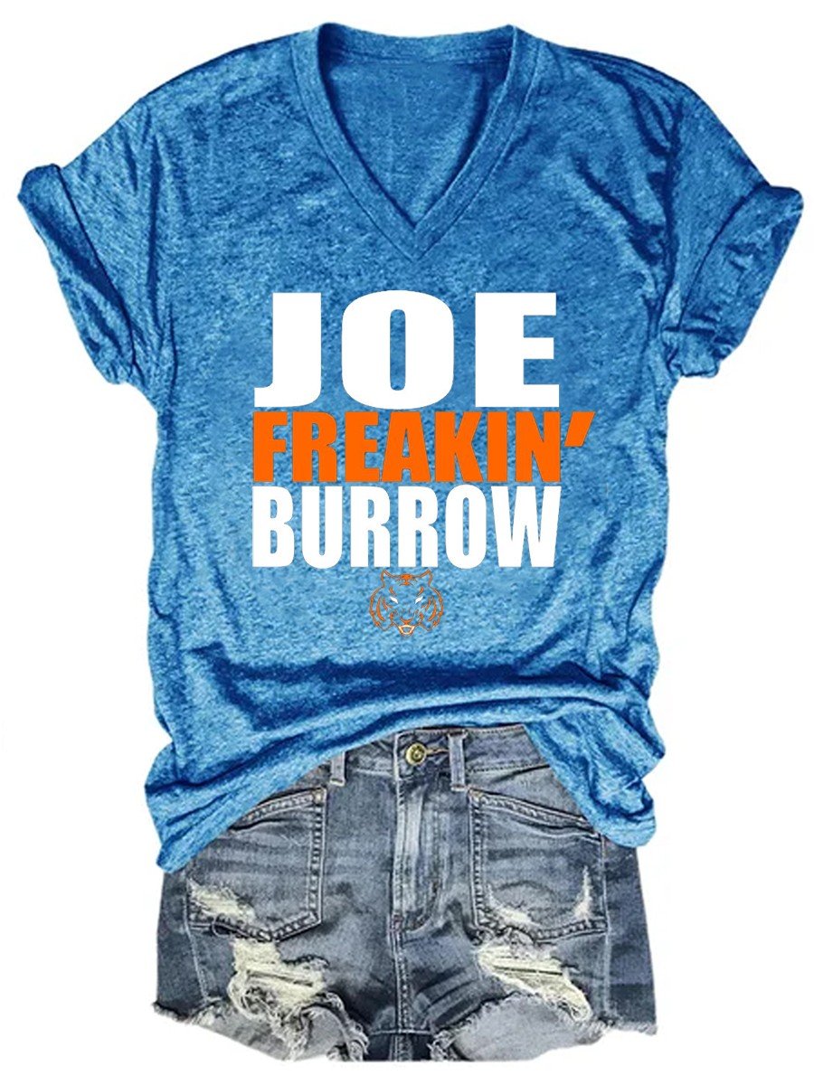 Women's Joe Freaking Burrow V-neck T-shirt - Outlets Forever