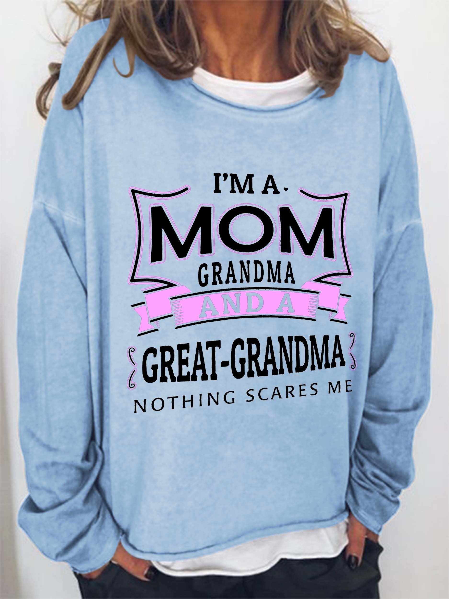 Women's  I'm Mom Grandma And A Great-Grandma Long Sleeve Top - Outlets Forever