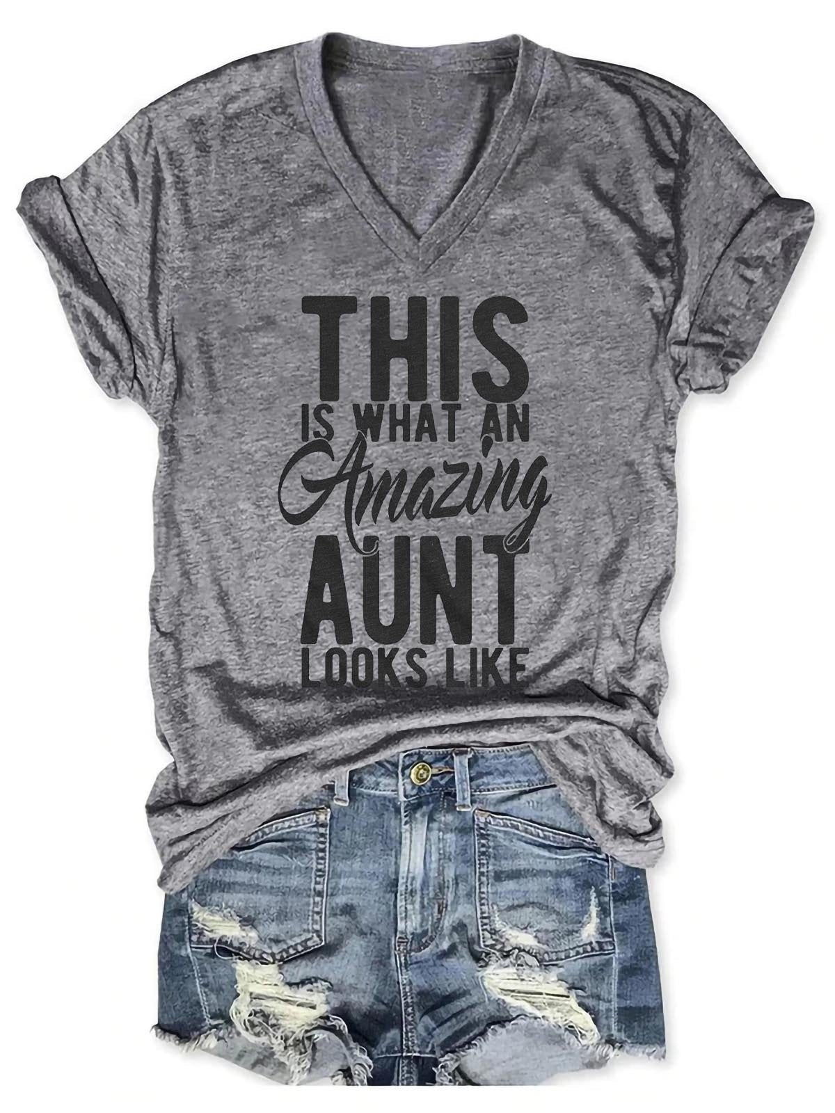 Women This is What An Amazing Aunt Looks Like V-Neck Tee - Outlets Forever