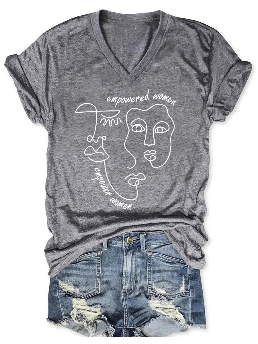 Women Empowered Woman V-Neck Tee - Outlets Forever