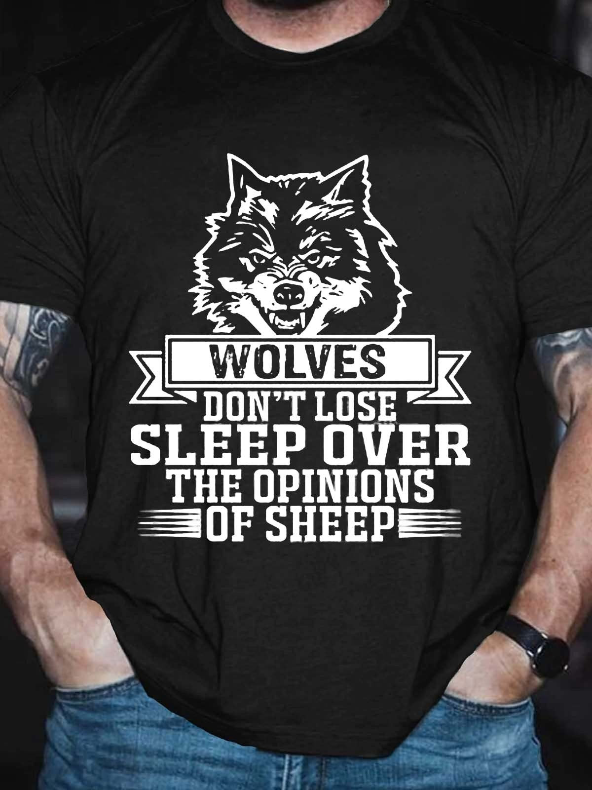 Men's Funny Wolves Wolves Don't Lose Sleep T-Shirt - Outlets Forever