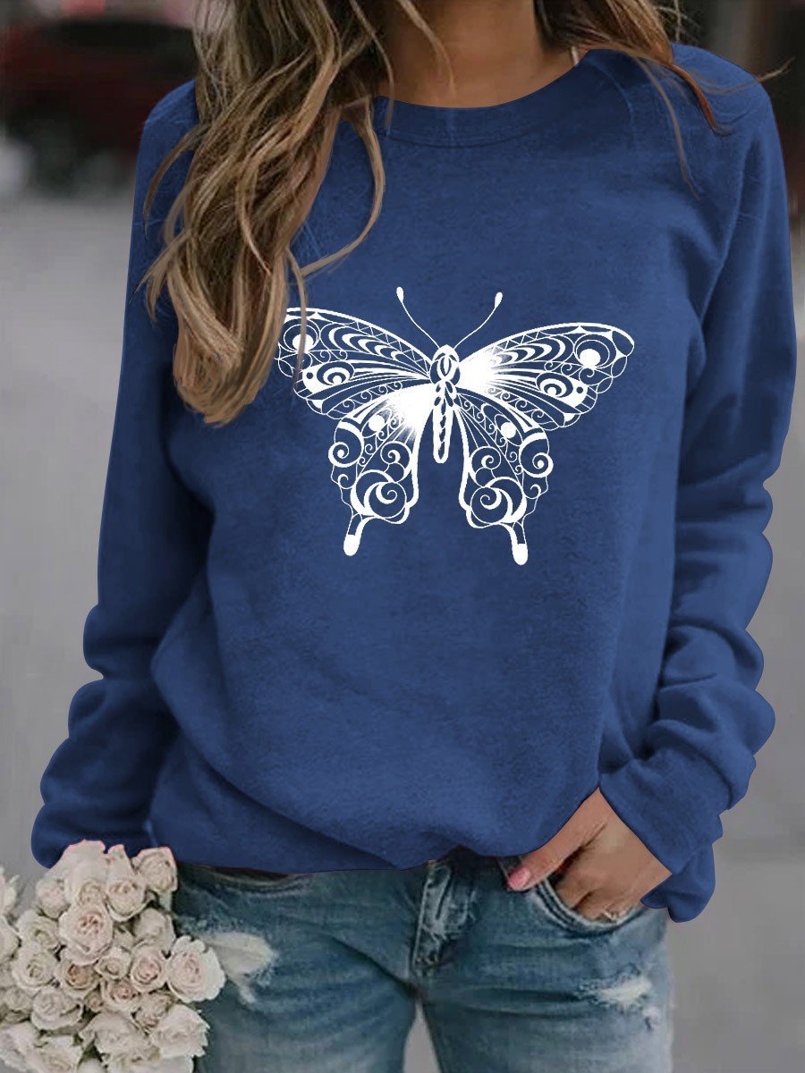 Women's Butterfly Design Sweatshirt - Outlets Forever