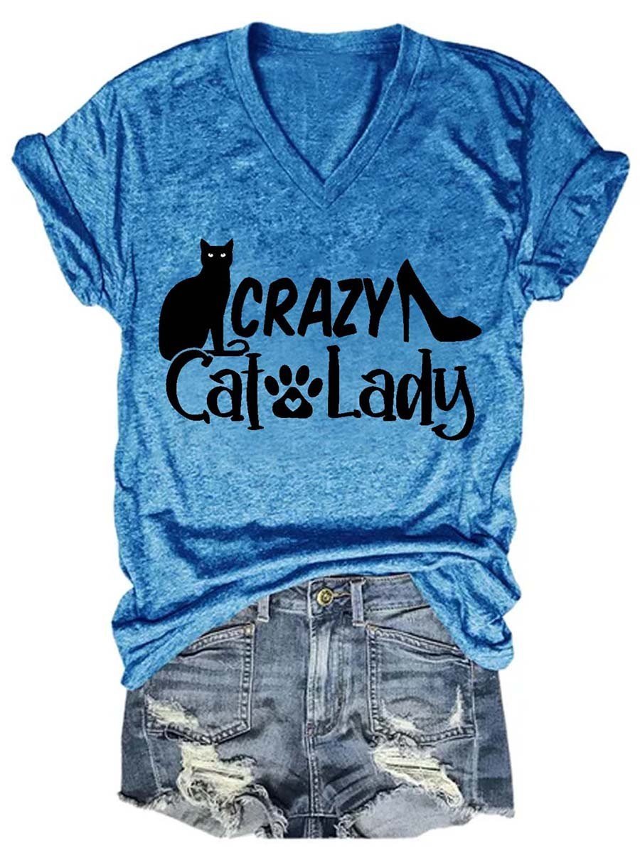 Crazy Cat Lady Women's V-Neck T-Shirt - Outlets Forever