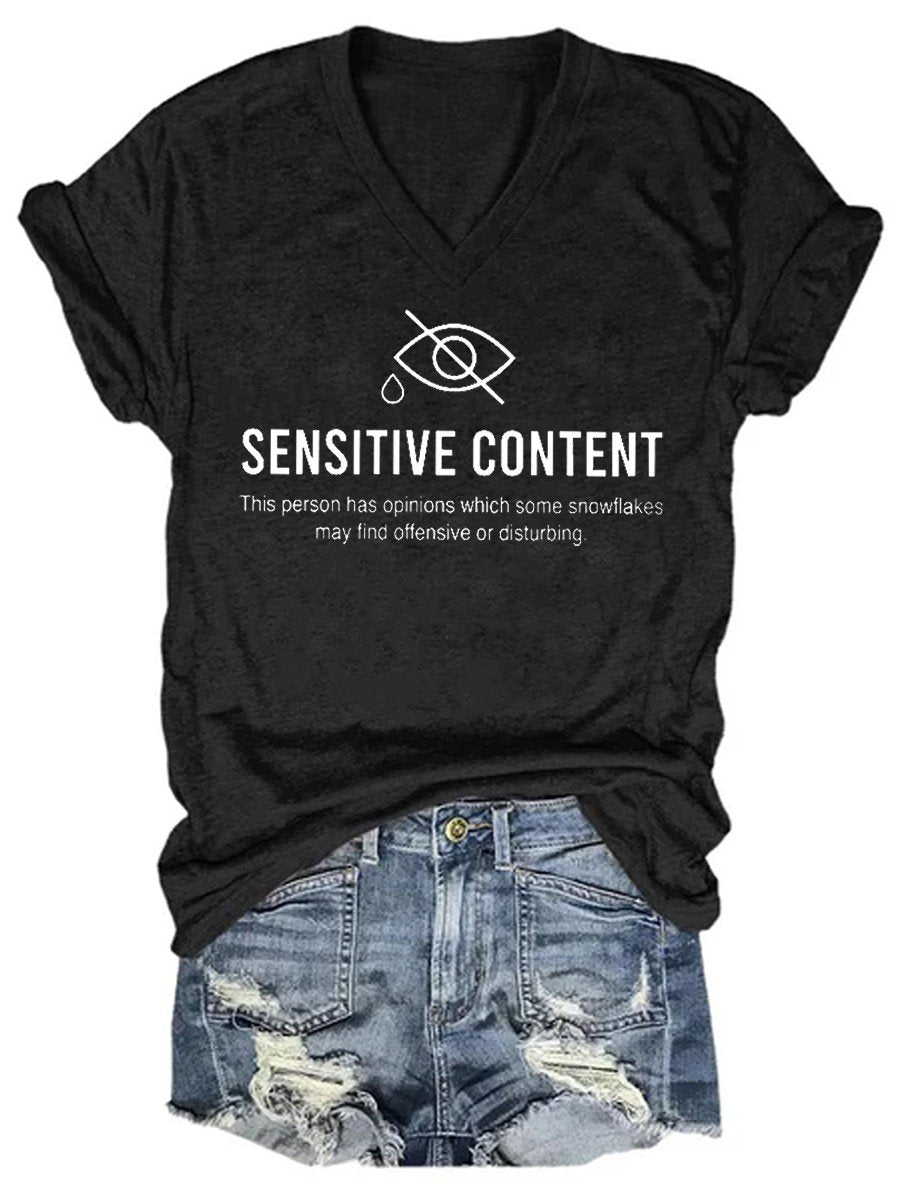 Women's Sensitive Content V-neck T-shirt - Outlets Forever