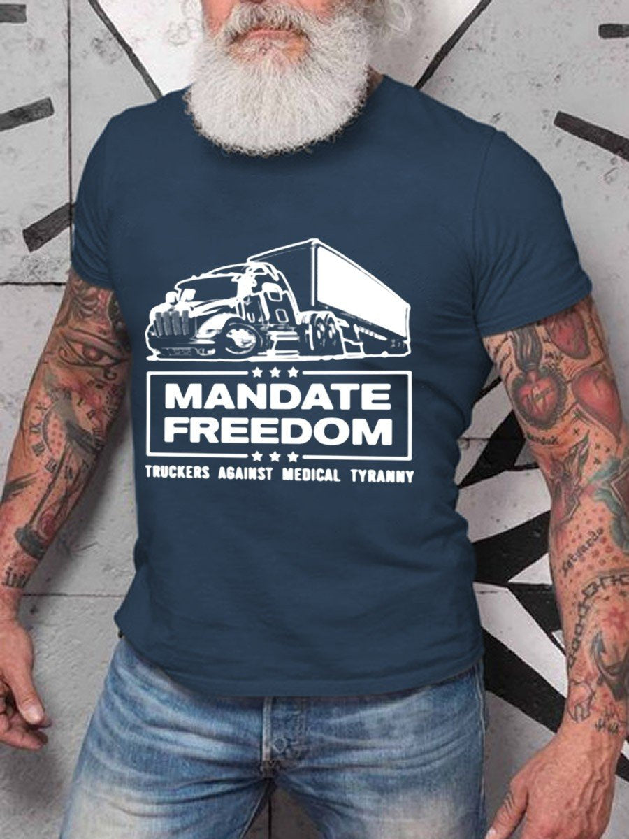 Men's Mandate Freedom Truckers Against Medical Tyranny Classic Pure Cotton T-shirt - Outlets Forever