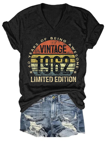 Women's 60 Year Old Gifts Vintage 1962 Limited Edition 60th Birthday T-shirt - Outlets Forever