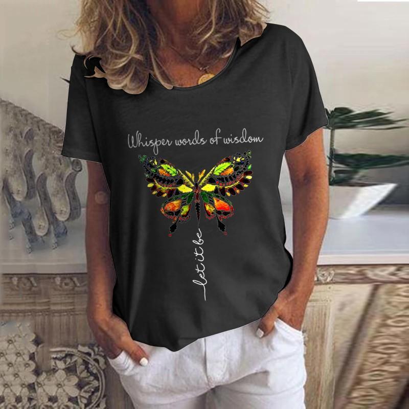 Women Whisper Words Of Wisdom Let It Be Butterfly T-Shirt - Outlets Forever