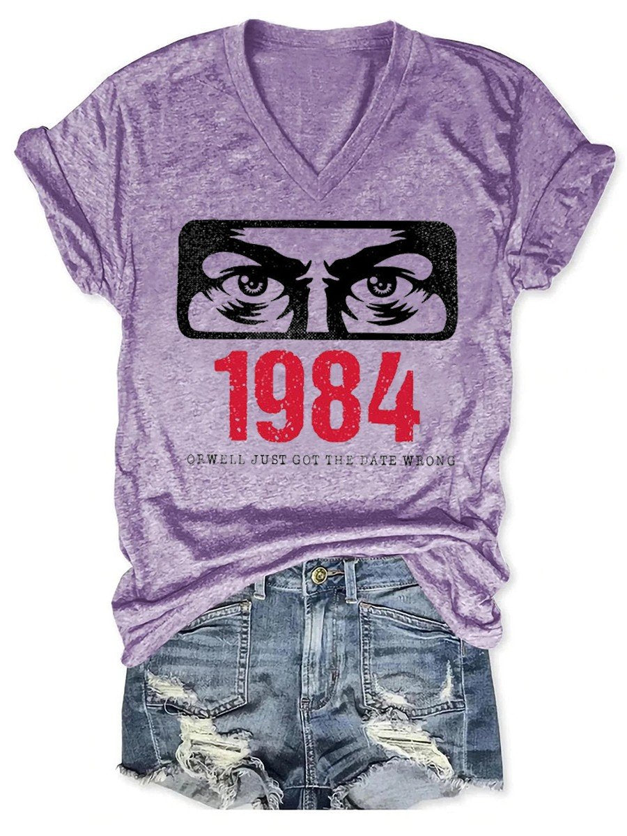 Women 1984 Just Got The Date Wrong V-neck T-shirt - Outlets Forever