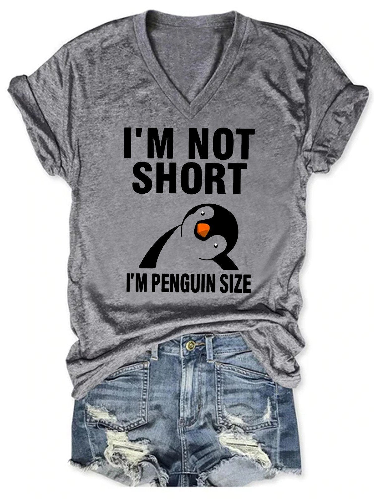 Women I'm Not Short I'm Penguin Size Funny T-Shirt - Outlets Forever