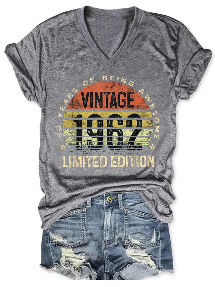 Women's 60 Year Old Gifts Vintage 1962 Limited Edition 60th Birthday T-shirt - Outlets Forever