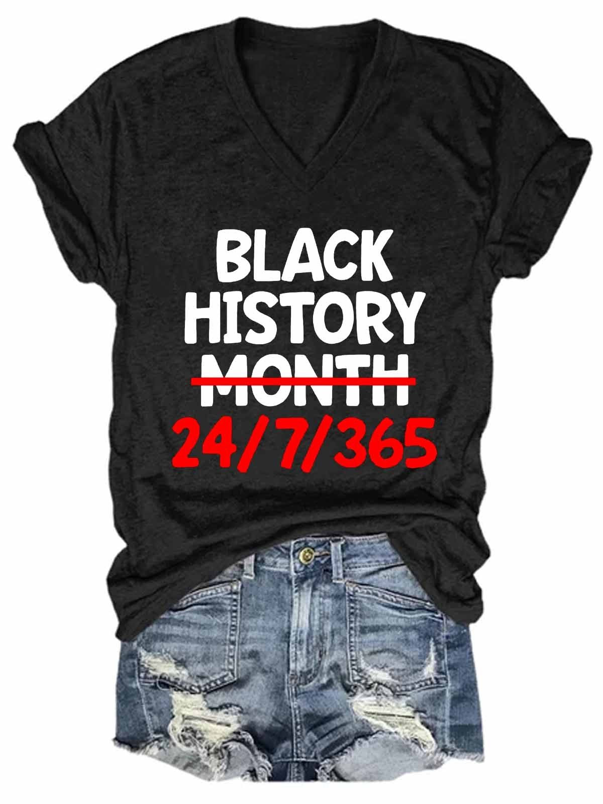 Women's Race Black History Month 247365 V-Neck T-Shirt - Outlets Forever