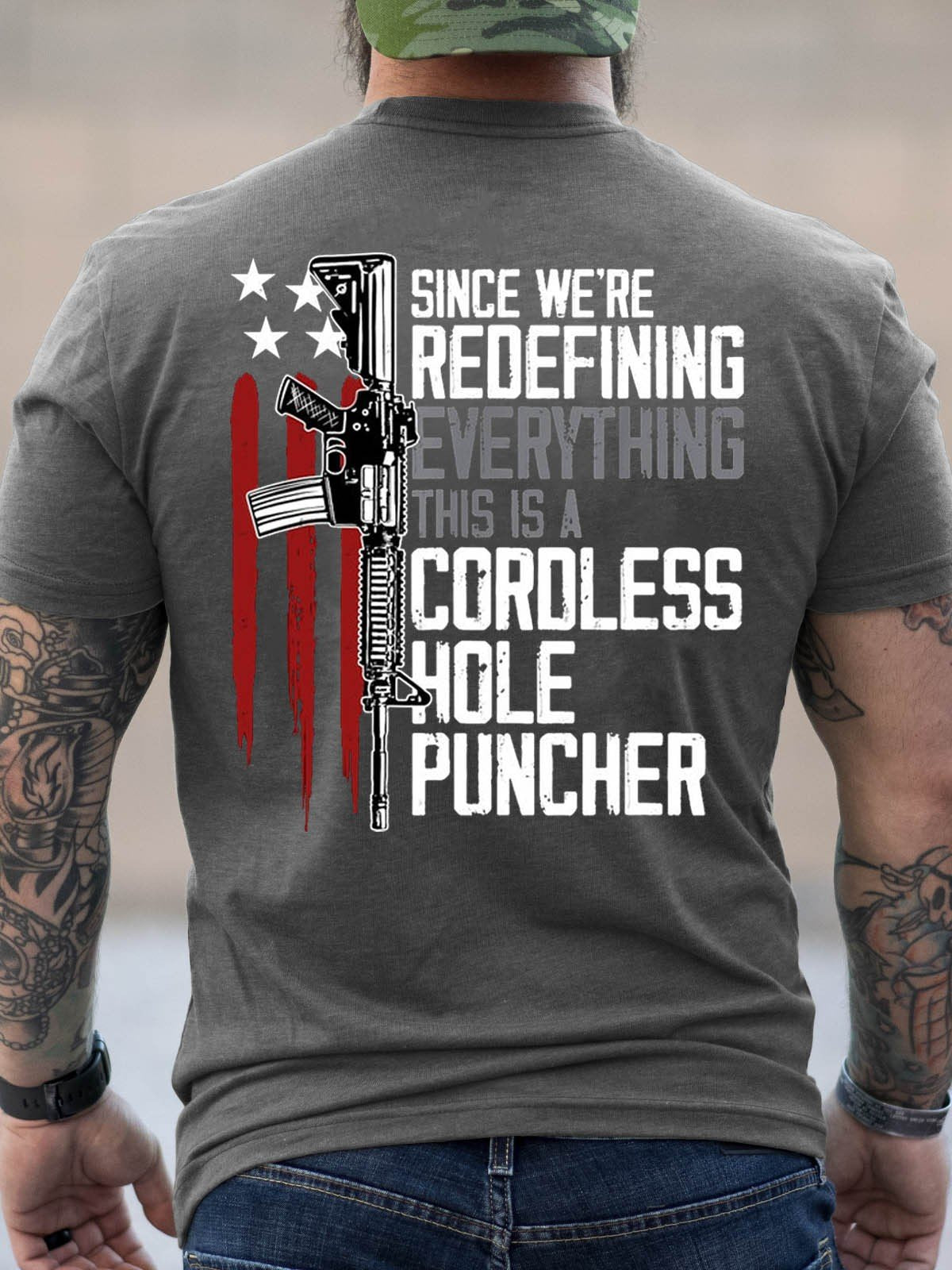 Men's Since We Are Redefining Everything This Is A Cordless Hole Puncher T-Shirt - Outlets Forever