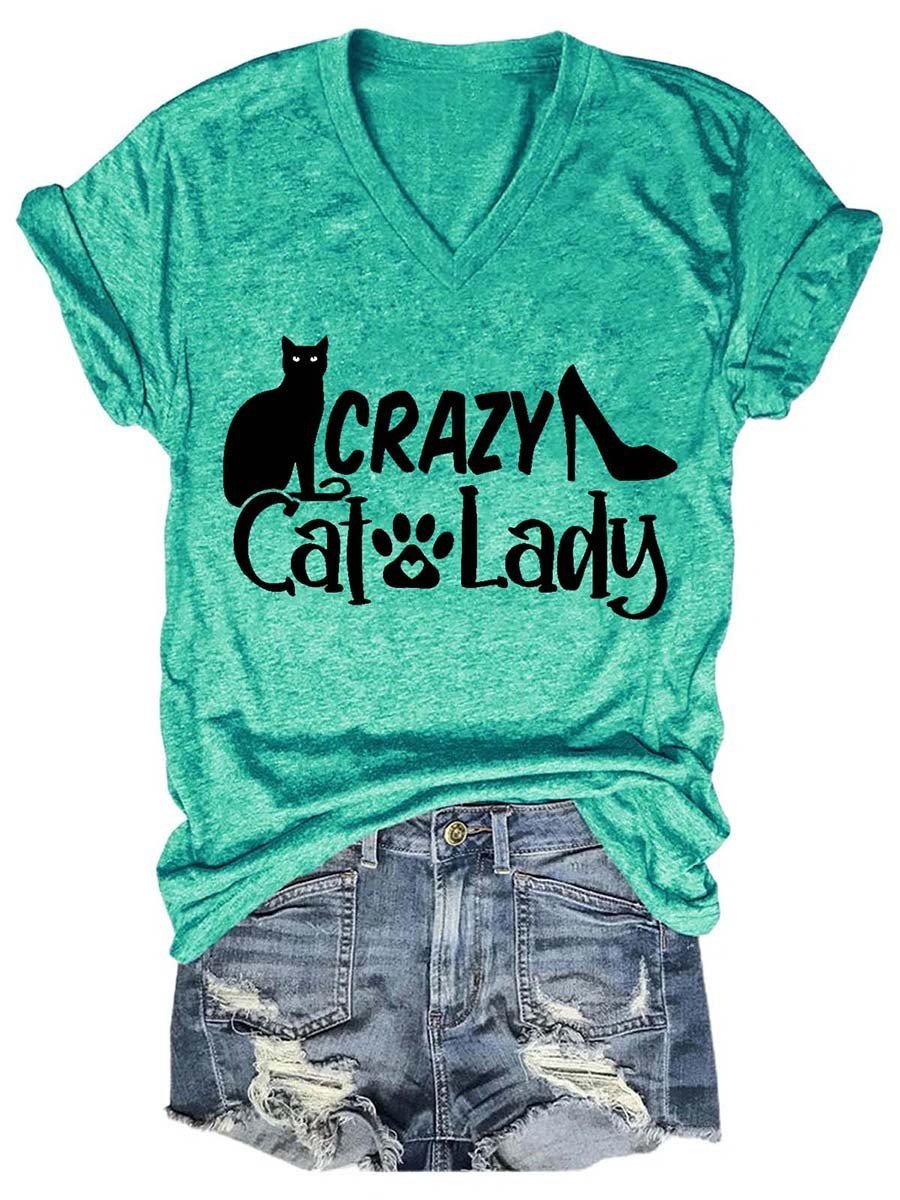 Crazy Cat Lady Women's V-Neck T-Shirt - Outlets Forever