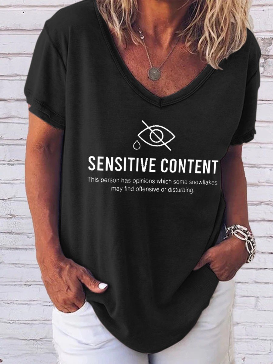 Women Sensitive Content V-neck T-shirt - Outlets Forever