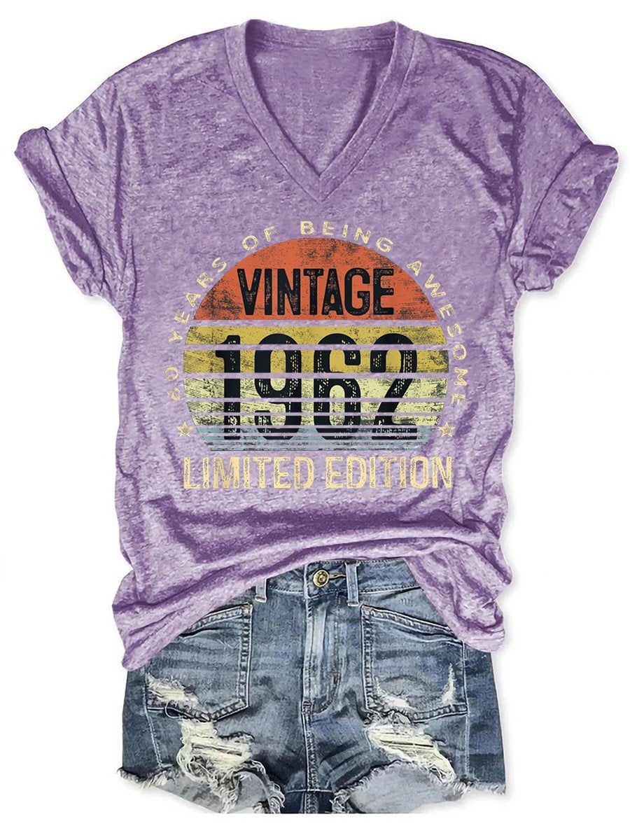 Women's 60 Year Old Gifts Vintage 1962 Limited Edition 60th Birthday T-shirt - Outlets Forever