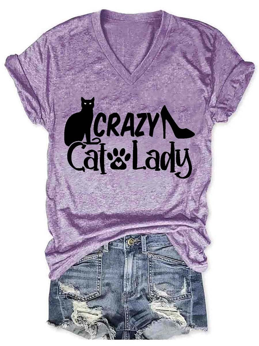 Crazy Cat Lady Women's V-Neck T-Shirt - Outlets Forever